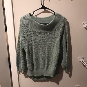 Green off shoulder express sweater